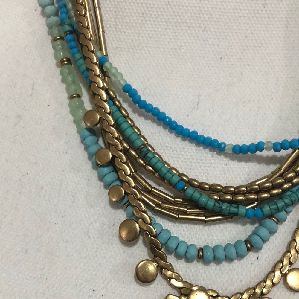 Stella & Dot Gold and Blue Bohemian Necklace - Picture 3 of 6